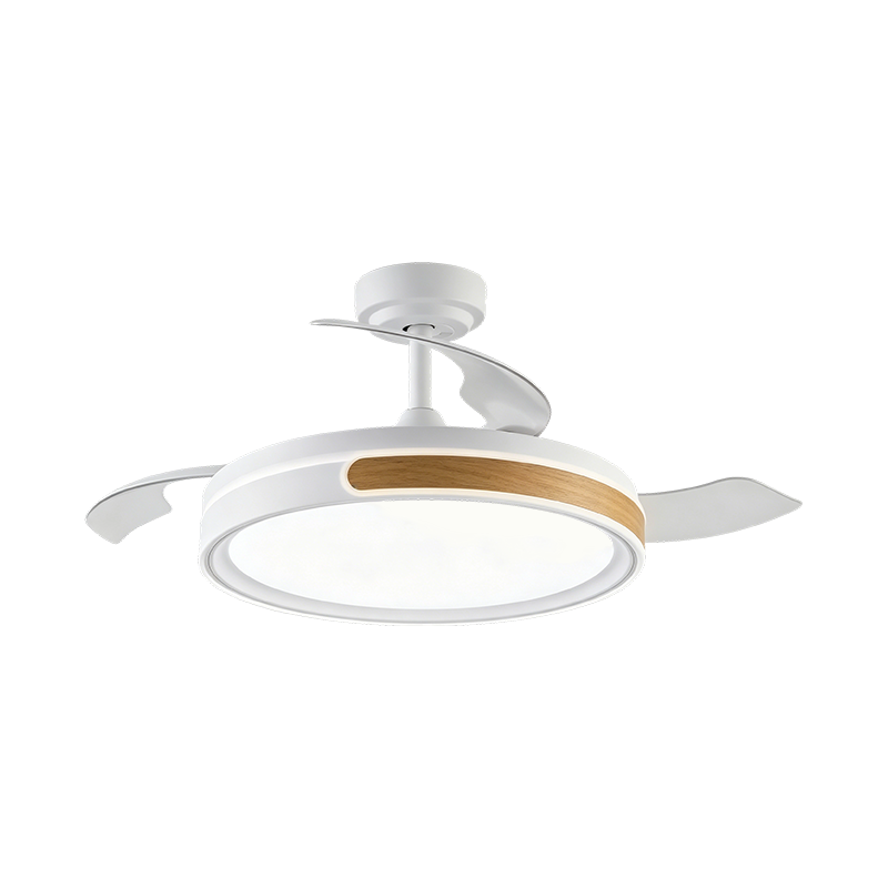 Rustic Wood Grain Retractable Fan Light