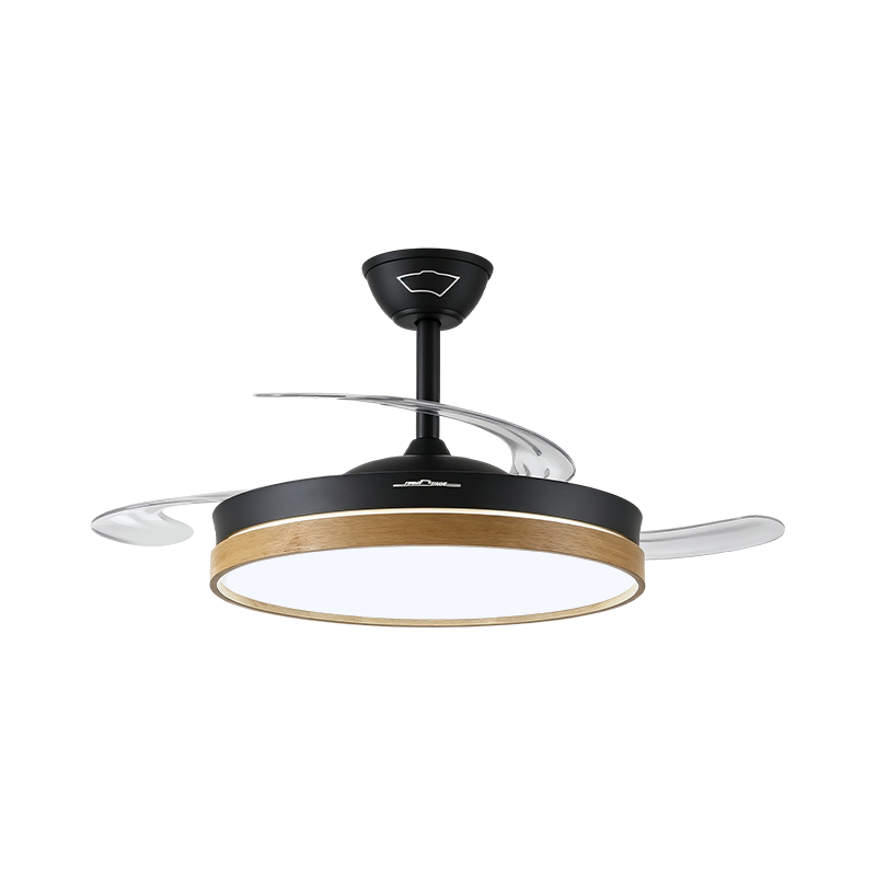 Rustic Wood Grain Retractable Fan Light