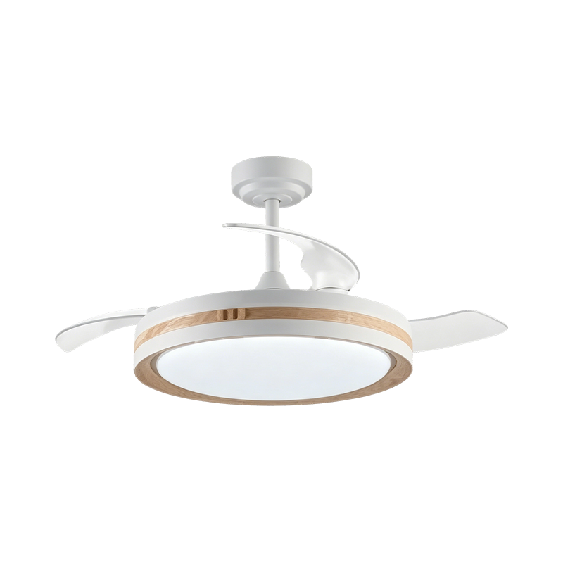 Rustic Wood Grain Retractable Fan Light