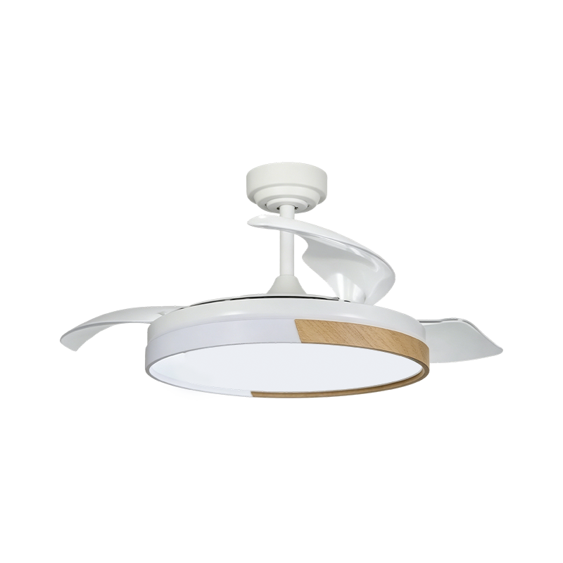 Rustic Wood Grain Retractable Fan Light