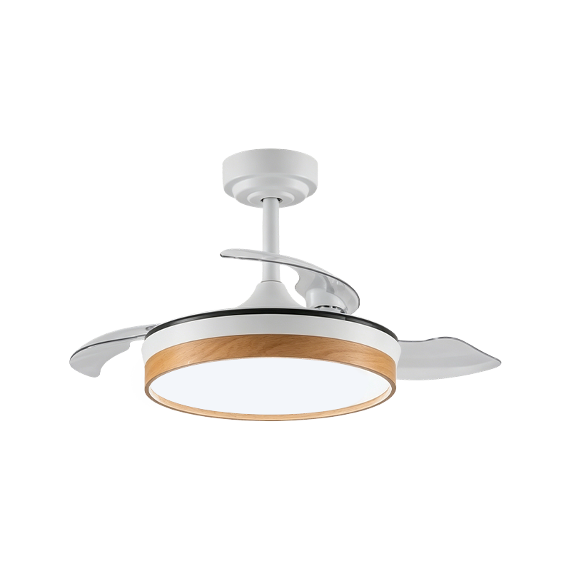 Rustic Wood Grain Retractable Fan Light