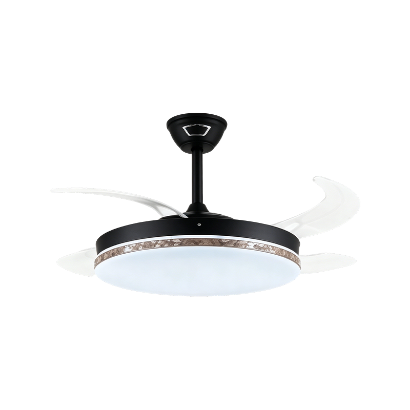 Rustic Wood Grain Retractable Fan Light