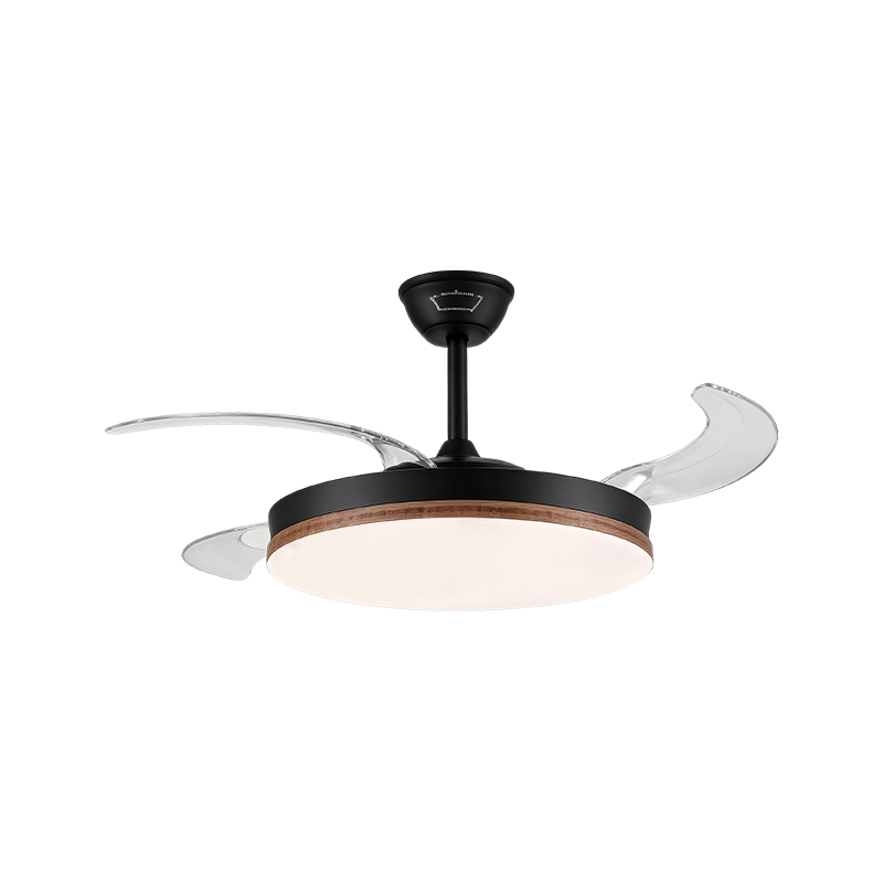 Rustic Wood Grain Retractable Fan Light
