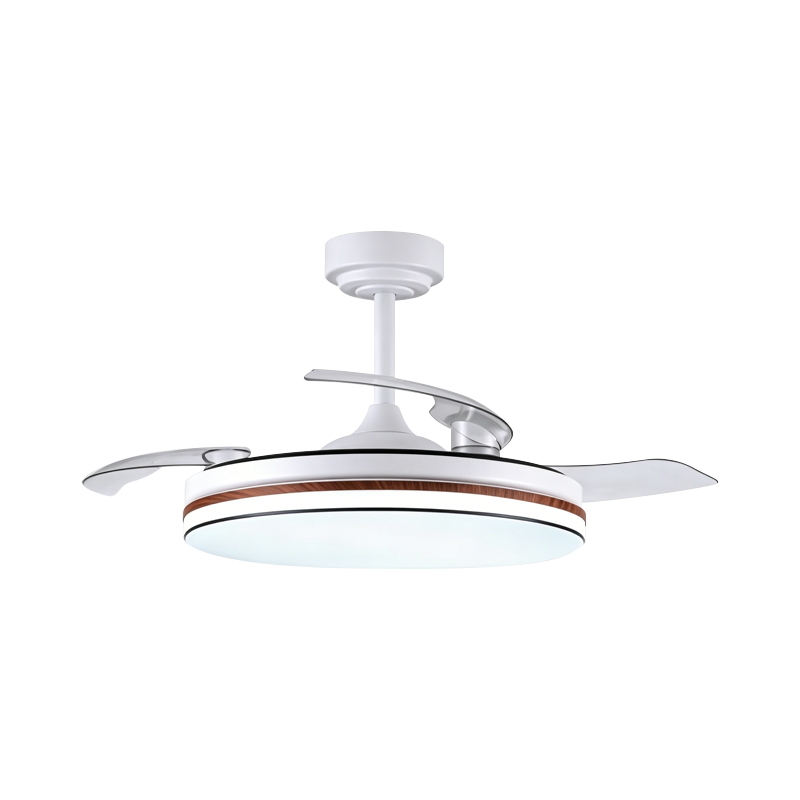 Rustic Wood Grain Retractable Fan Light
