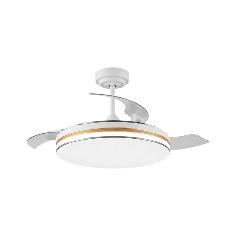 Rustic Wood Grain Retractable Fan Light