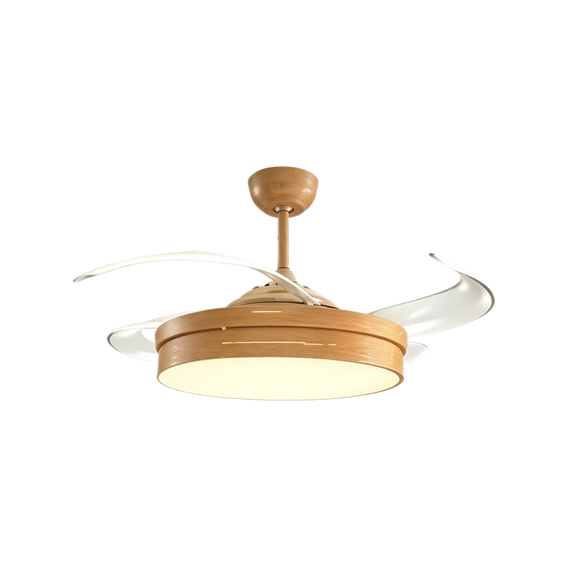 Rustic Wood Grain Retractable Fan Light