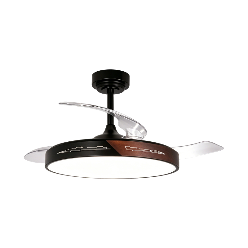 Rustic Wood Grain Retractable Fan Light