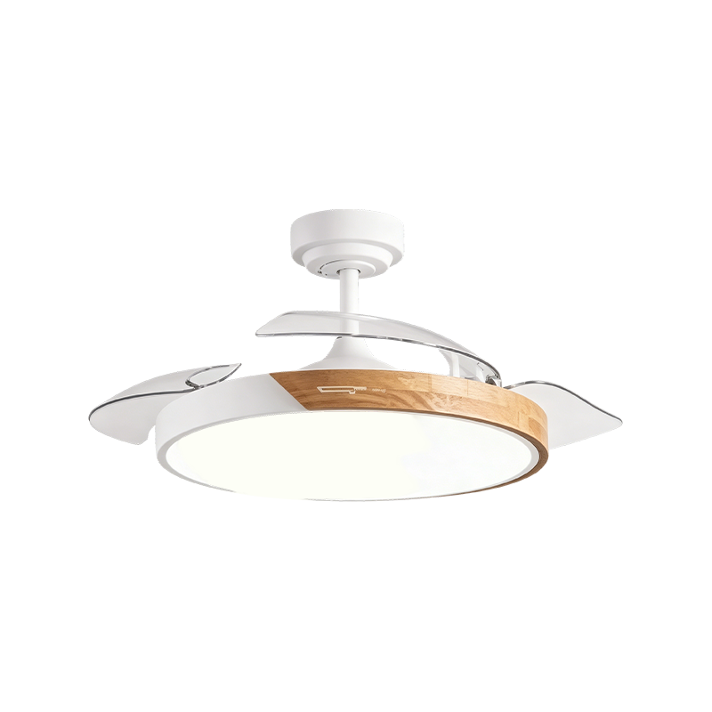 Rustic Wood Grain Retractable Fan Light