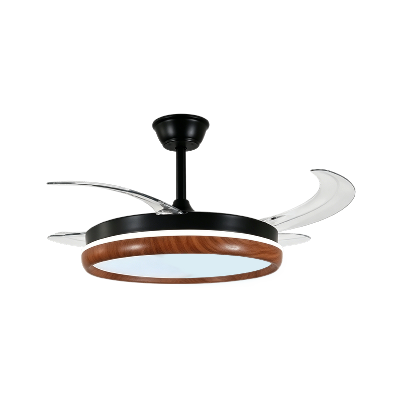 Rustic Wood Grain Retractable Fan Light