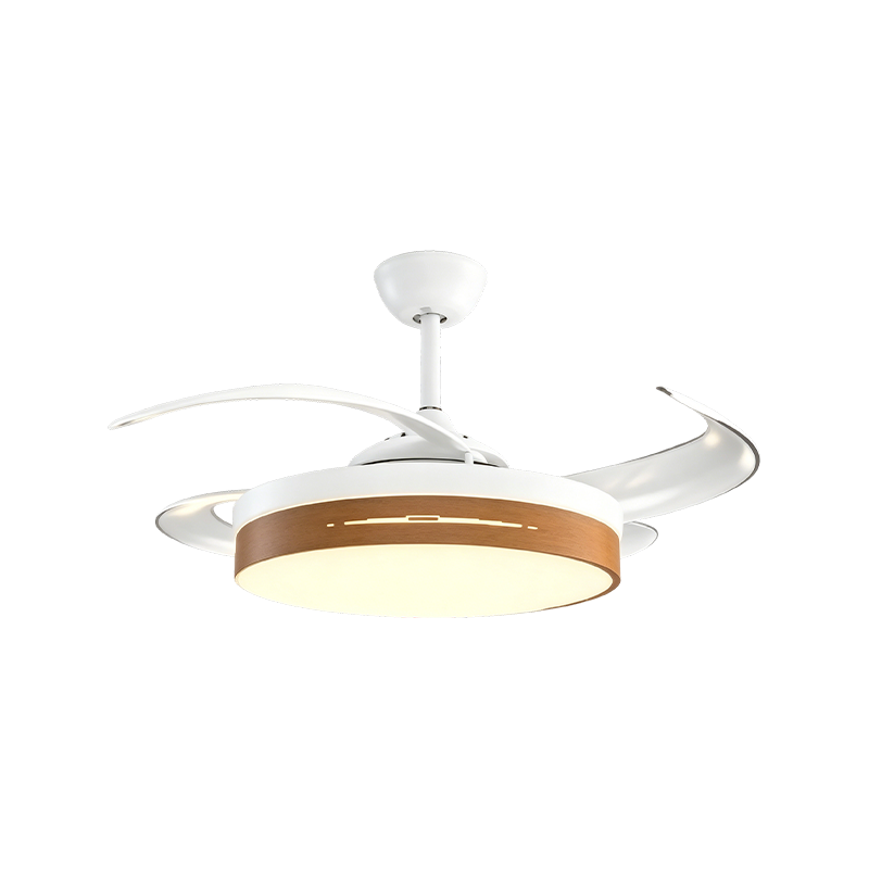 Rustic Wood Grain Retractable Fan Light
