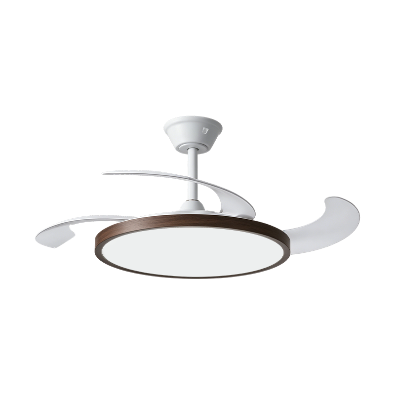 Rustic Wood Grain Retractable Fan Light