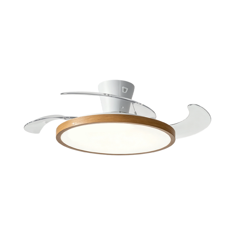 Rustic Wood Grain Retractable Fan Light