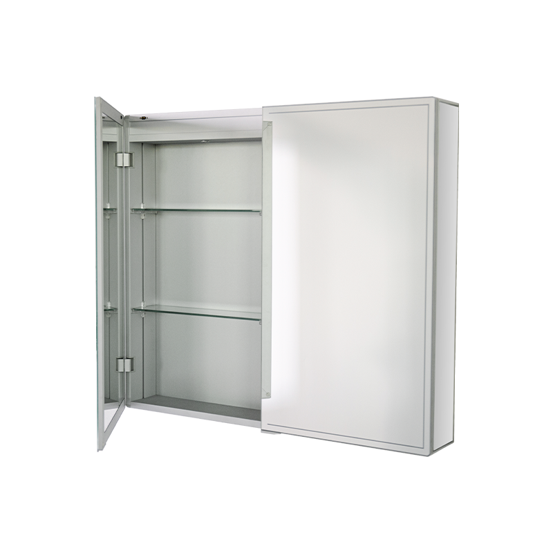 Aluminum Alloy Double-Door Waterproof Mirror Cabinet With LED Lights